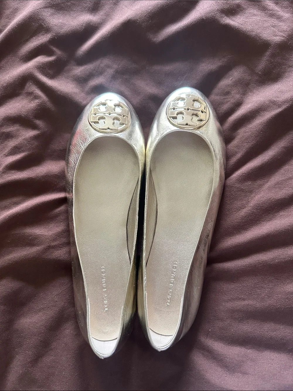 NWT Tory Burch spark gold Ballet Flats